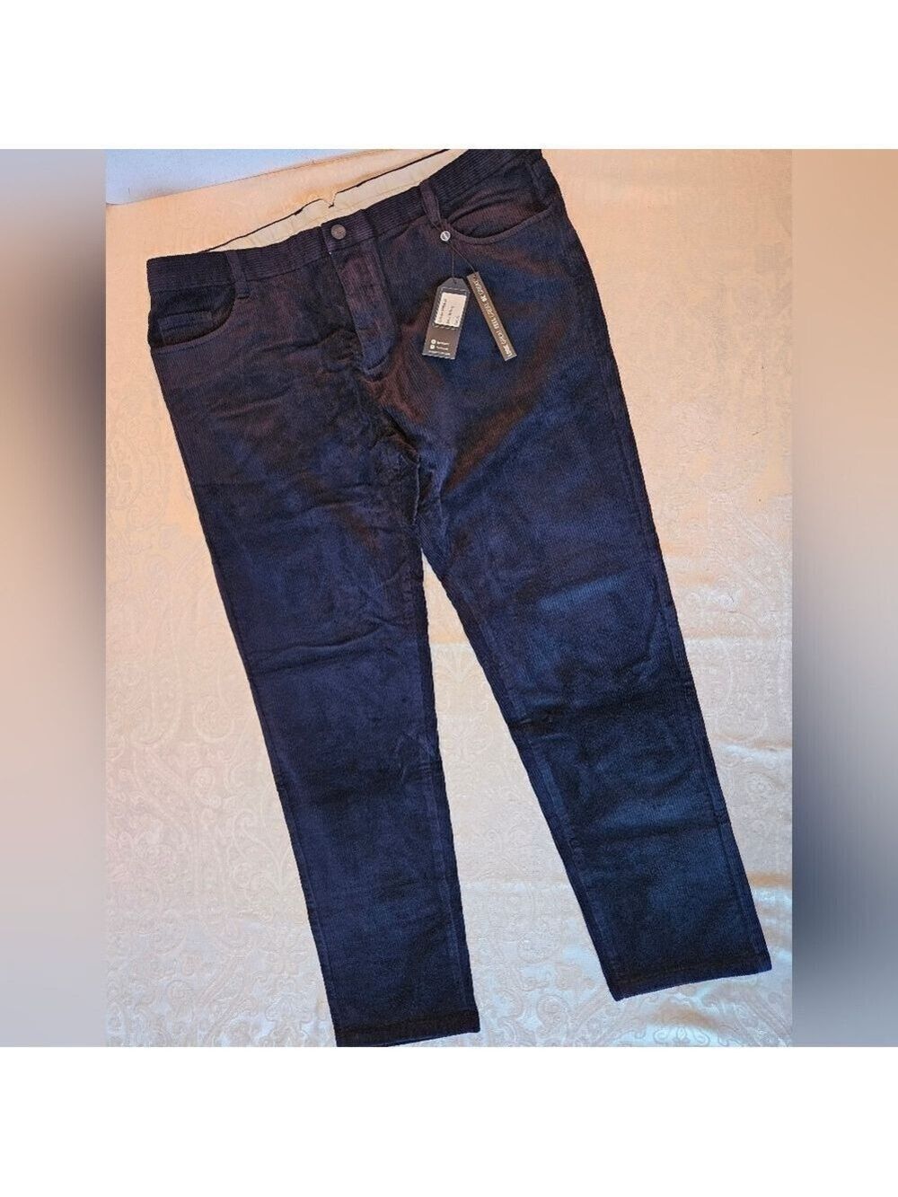 Men's Classic Cotton Blue Corduroy Chino Pants, Size 46, Snover, NWT